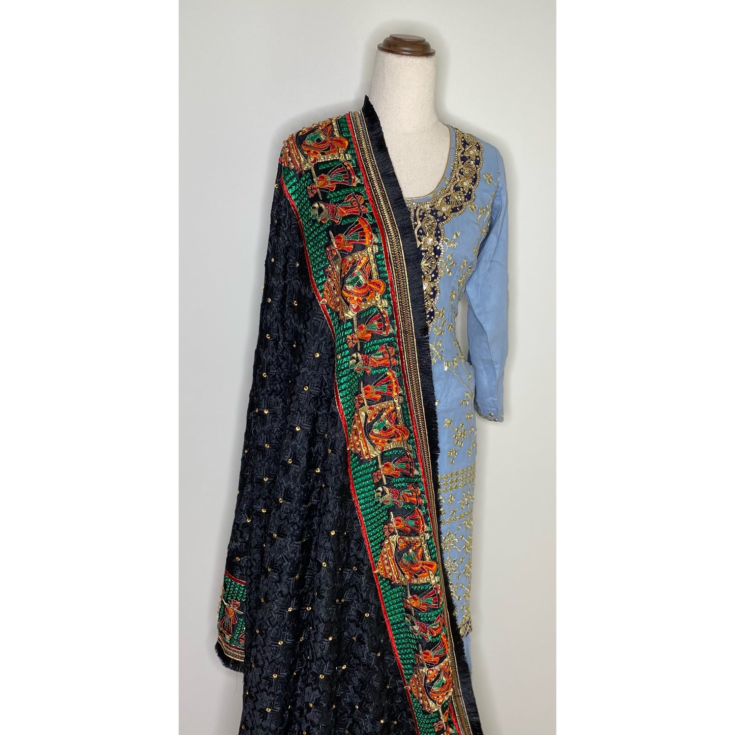Sukhmeen phulkari (black)