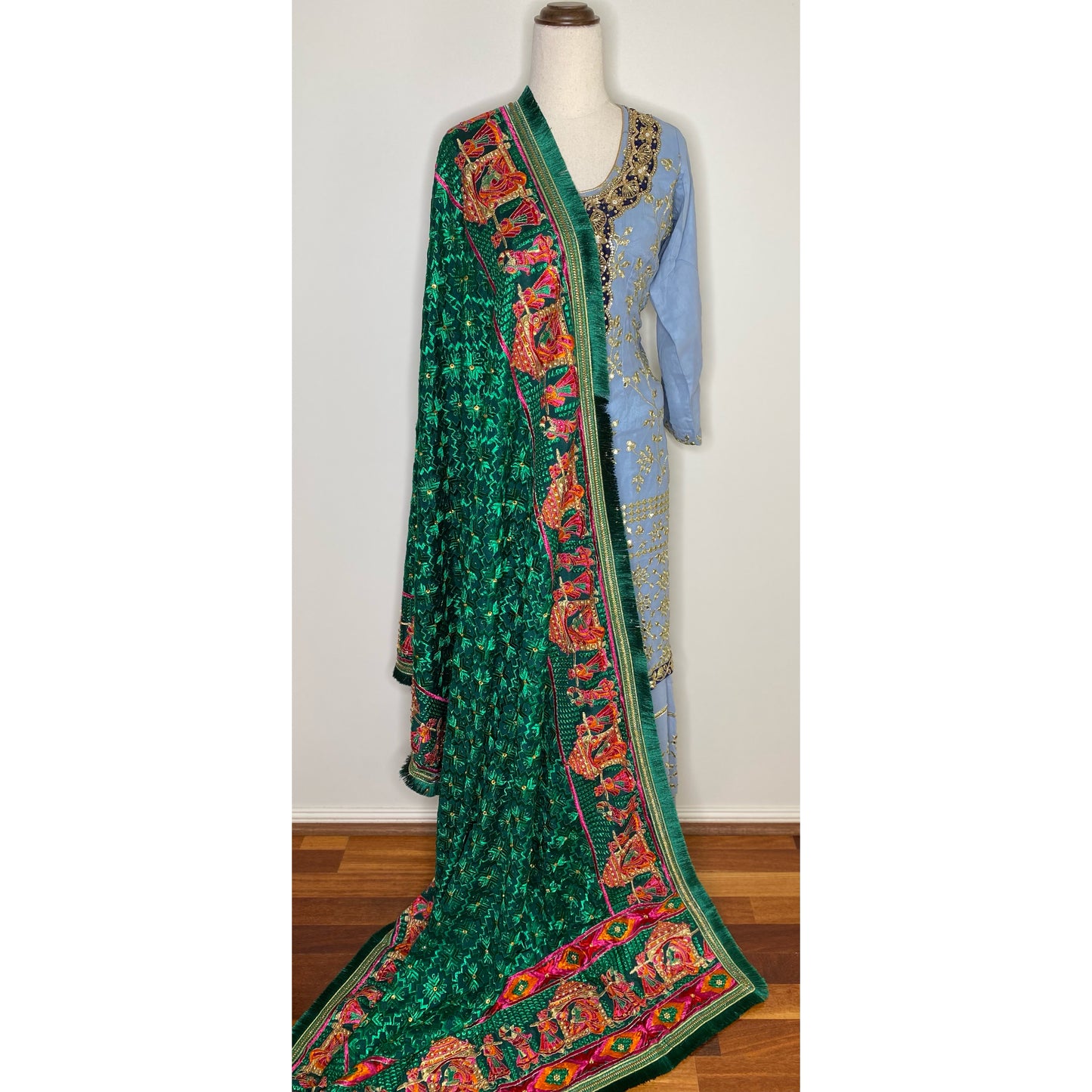 Sukhmeen phulkari ( bottle Green)