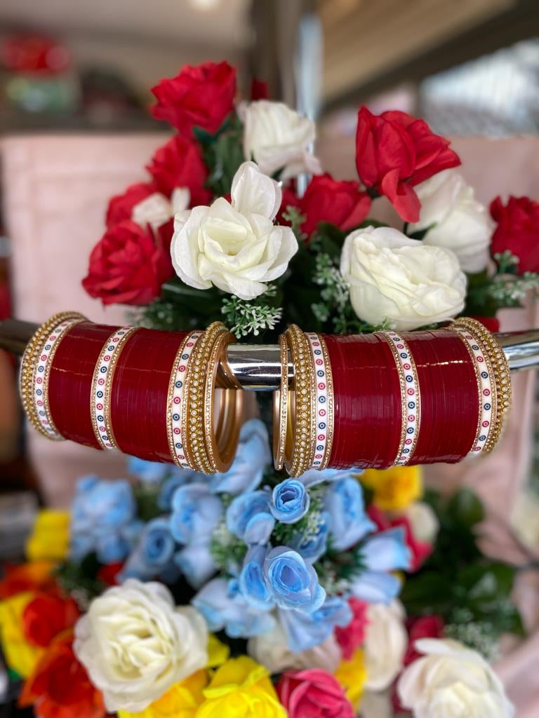 Big Pearl Bangle design Chuda (Maroon)