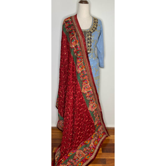 Sukhmeen phulkari ( maroon)