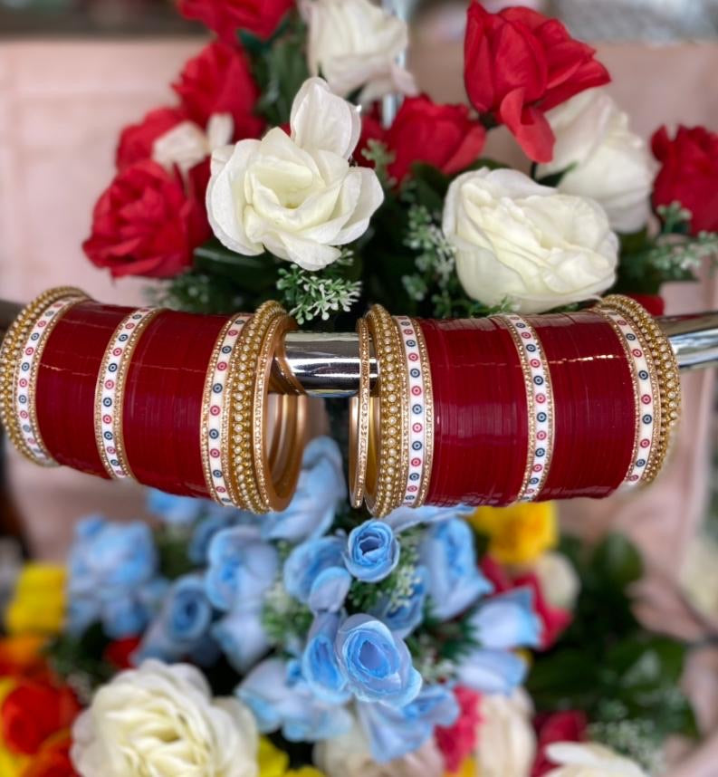 Big Pearl Bangle design Chuda (Maroon)
