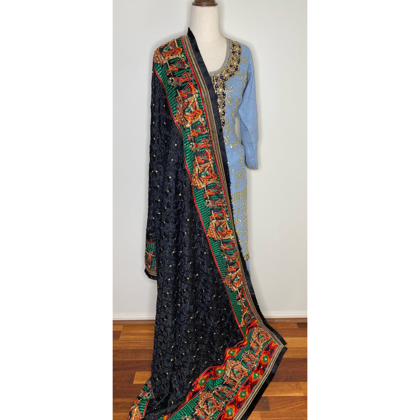 Sukhmeen phulkari (black)
