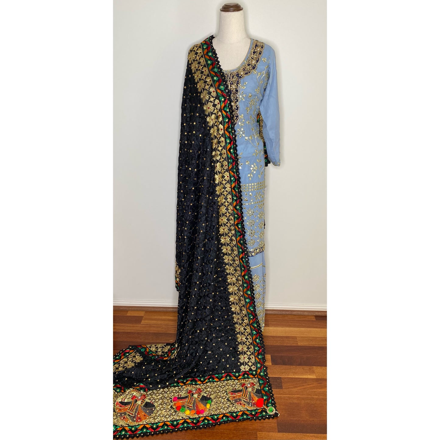 Manmeet phulkari (black)