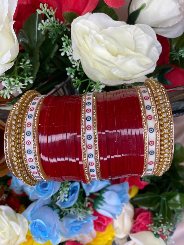 Big Pearl Bangle design Chuda (Maroon)