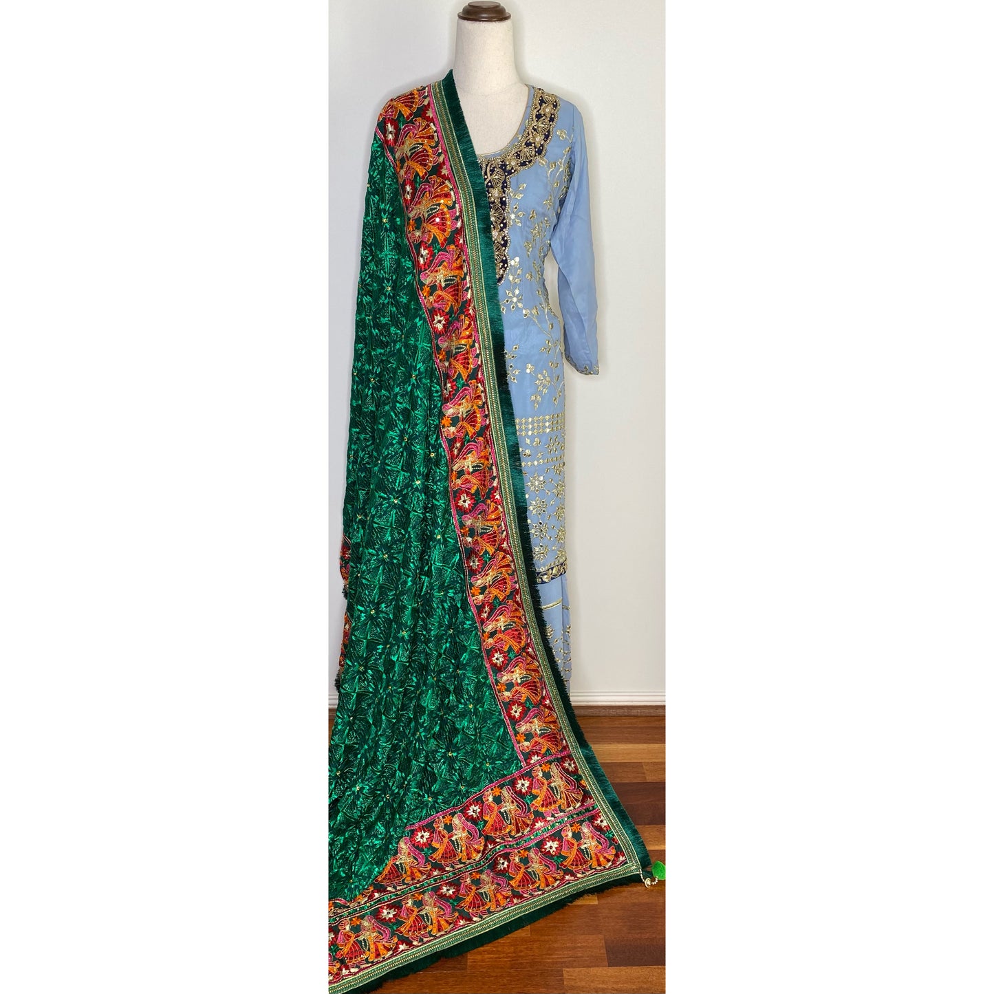 Kirat phulkari (bottle Green)