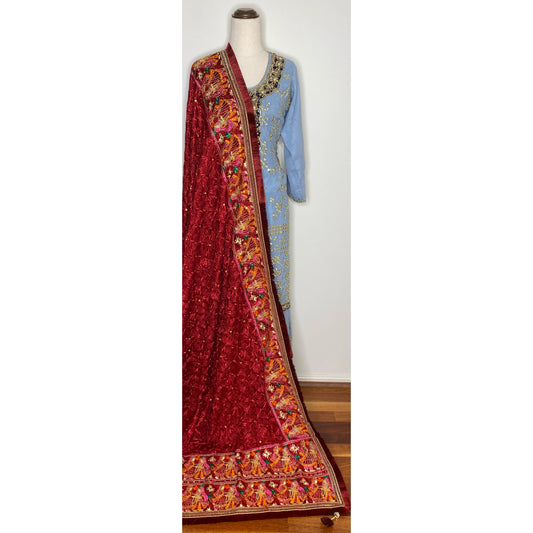 Sirat phulkari ( Burgundy)