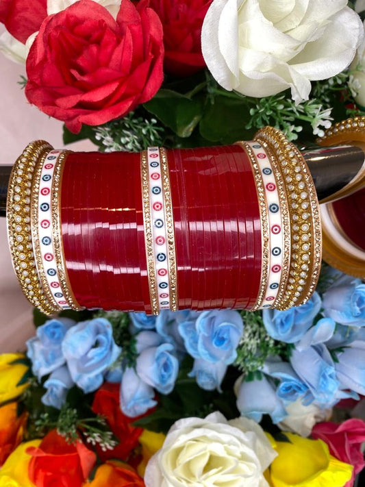Big Pearl Bangle design Chuda (Maroon)