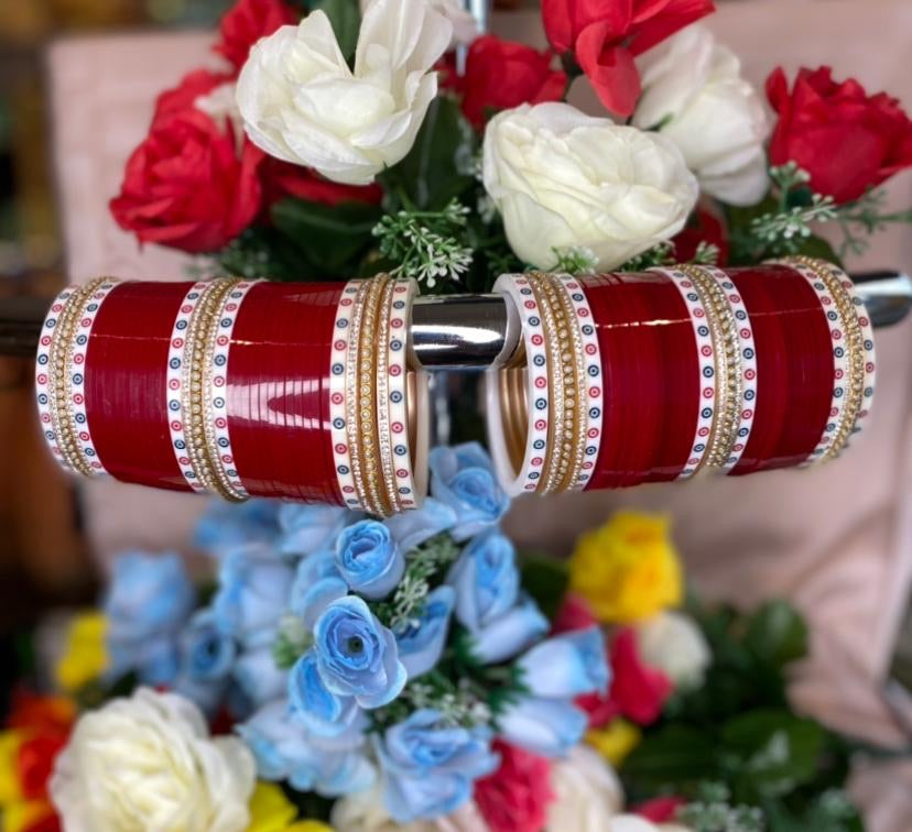 Pearl & Bindi design Chuda ( maroon)